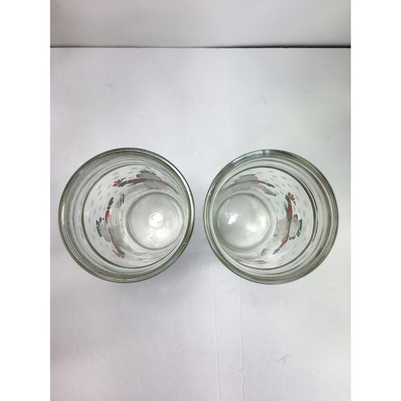 Snowman Glasses 2 Vintage Thick-Walled Drinking Tumblers Skating Snowmen - Picture 5 of 6